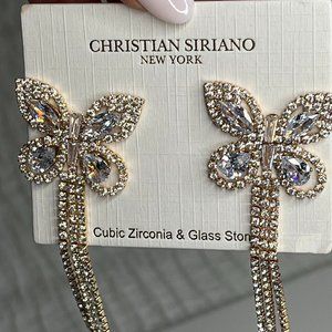 Christian Siriano Crystal CZ Butterfly Chandelier Earrings-statement